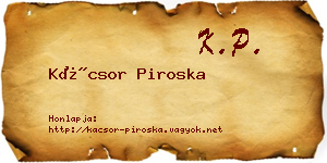 Kácsor Piroska névjegykártya